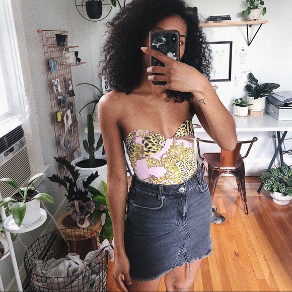 Motel Rocks Tops - Motel Pink Brocade Strapless Tube Bodysuit